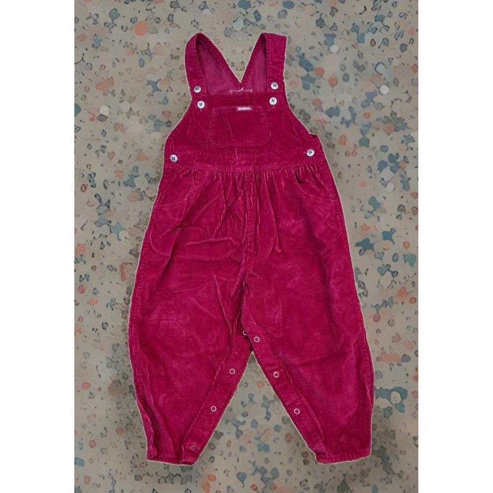 VTG Vestbak OshKosh B'gosh‎ PINK Corduroy Dungarees-Overalls Size 4T EUC